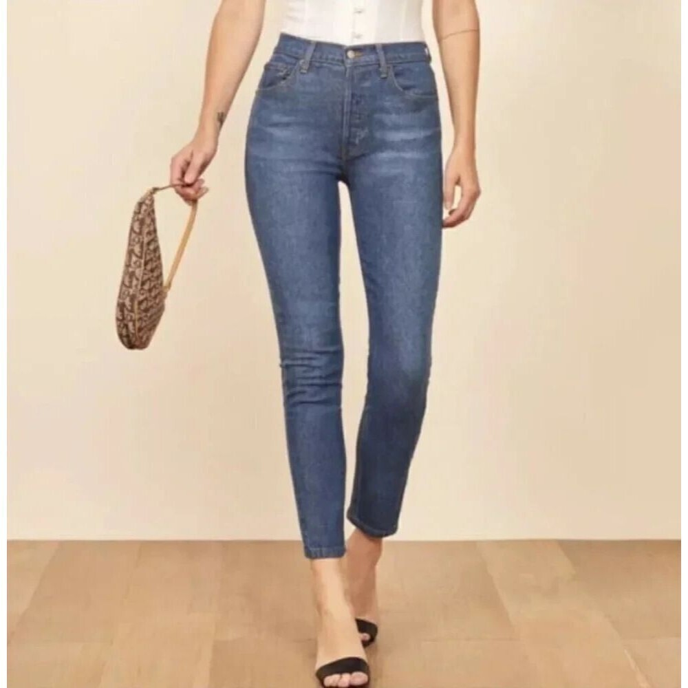 Reformation Serena High Skinny Crop Jeans Cannes Wash LY716 Cut Size 26 Button